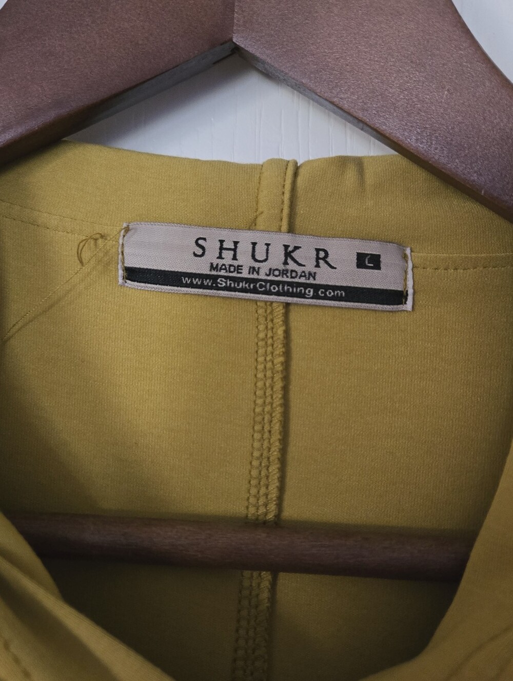 Shukr Clothing Mustard Long Sleeve Hooded Asymmetric Wrap Style Tunic Size Large - Picture 3 of 5
